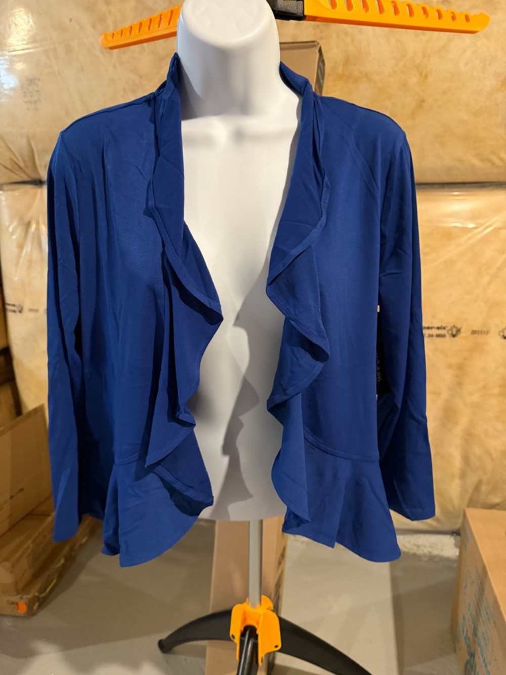 Royal Blue Ruffle Open Front Cardigan